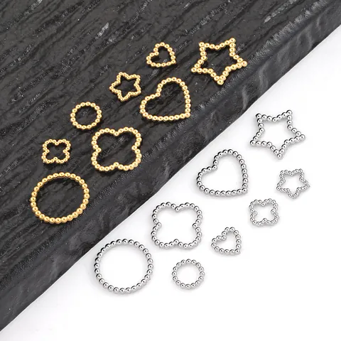 Edelstahl Perlenstruktur Geometrische Anhänger Gold Silber Plattiert Herz Stern Rund Kleeblatt Charms Für DIY Schmuckherstellung