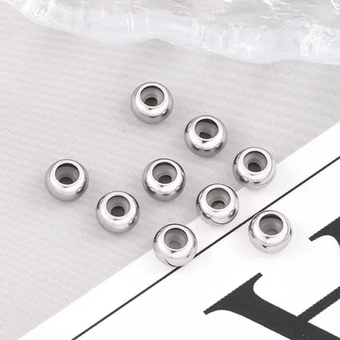 Perline Stopper Regolabili in Acciaio Inossidabile Con Anima in Silicone Perline di Posizionamento Rotonde per Creazione Gioielli Fai da Te Collana Bracciale