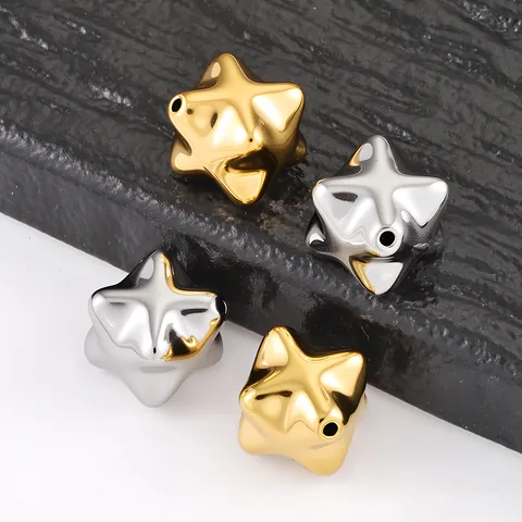 Perles en Vrac en Acier Inoxydable en Forme d'Étoile Polies Plaqué Or 18K Entretoises Étoile pour la Fabrication de Bijoux DIY