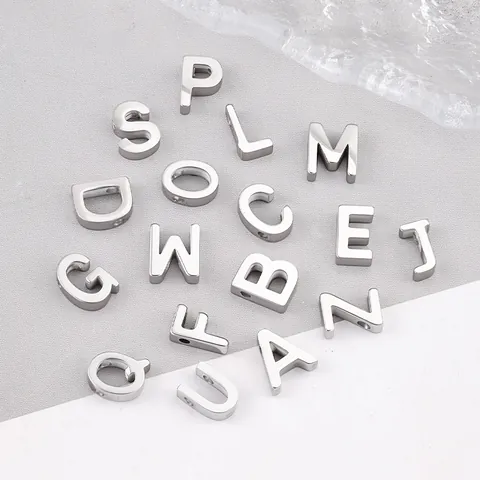 Polierter Edelstahl Alphabet Charms Alphabet Anhänger Für DIY Schmuckherstellung Armband Halskette Zubehör Silber