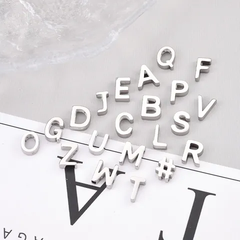 Polierter Edelstahl Alphabet Charms Alphabet Anhänger Für DIY Schmuckherstellung Armband Halskette Zubehör Silber