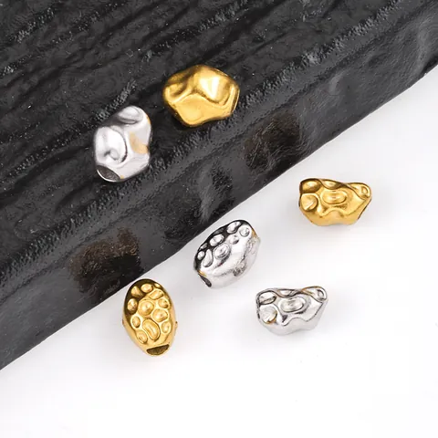 Barock Unregelmäßige Edelstahl Lose Perlen Gold Silber Plattiert Texturierte Zwischenperlen Für DIY Schmuck Halskette Armband