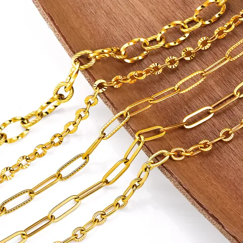 Bracelet Maille Gourmette en Acier Inoxydable Plaqué Or 18K pour Femmes Hommes Bijoux de Chaîne Texturés Minimalistes Accessoires Cadeau Durable