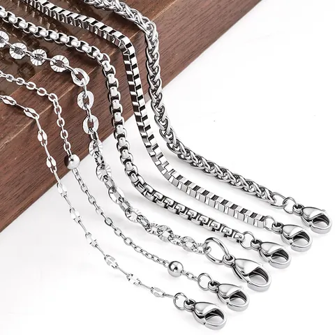 Minimalist Stainless Steel Titanium Steel Chain Necklace For Men Women Waterproof Dragon Bone Box Chain Link Jewelry Gift