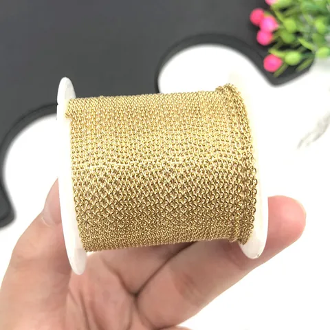 Stainless Steel Flat Cross Chain O-Link Chain For DIY Jewelry Making Necklace Bracelet Vacuum Plating Gold Rose Gold Steel Color