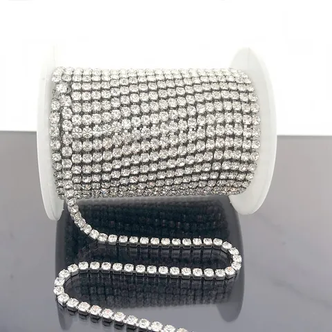Αλυσίδα από Ανοξείδωτο Ατσάλι με Στρας για DIY Κατασκευή Κοσμημάτων Λαμπερή Αλυσίδα Τένις Υλικά για Κολιέ Βραχιόλι Αξεσουάρ