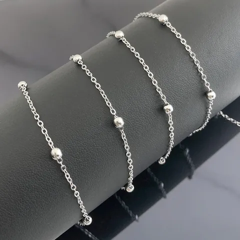 Stainless Steel Satellite Station Chain For DIY Jewelry Making Round Bead Chain For Necklace Bracelet Components Silver Tone