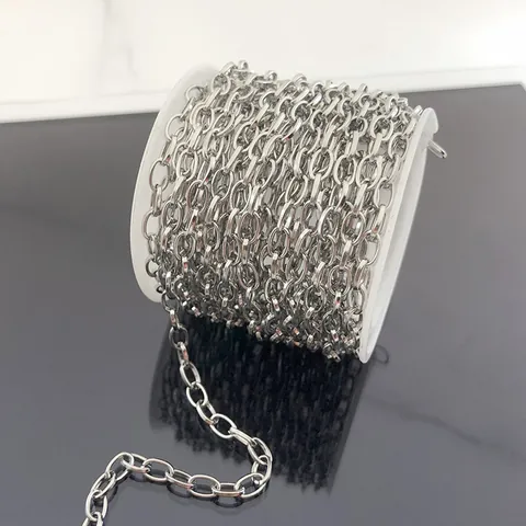 Cadena de Acero Inoxidable para Hacer Joyas DIY Cadena de Eslabones Ovalados para Collar Pulsera Bolso Artesanía