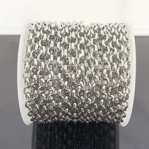 Stainless Steel Oval Rolo Chain For Jewelry Making DIY Necklace Bracelet Handbag Chain Polished Silver Metal Link Chain Component