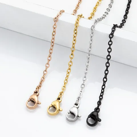 Minimalistische Roestvrijstalen Schakelketting Halsketting Voor Heren Vrouwen DIY Sieraden Maken Goud Roségoud Zilver Zwart Basisketting