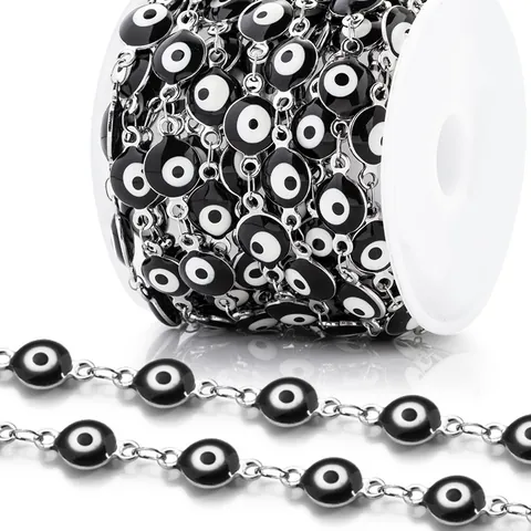 Roestvrij Staal Boze Oog Ketting DIY Sieraden Accessoires Zwarte Emaille Kralen Voor Ketting Armband Maken Punk Hip Hop Zubehör