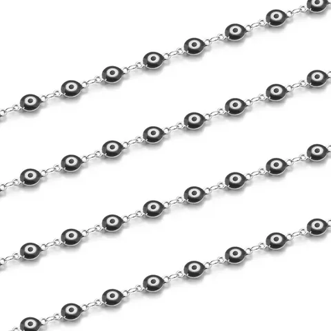 Roestvrij Staal Boze Oog Ketting DIY Sieraden Accessoires Zwarte Emaille Kralen Voor Ketting Armband Maken Punk Hip Hop Zubehör