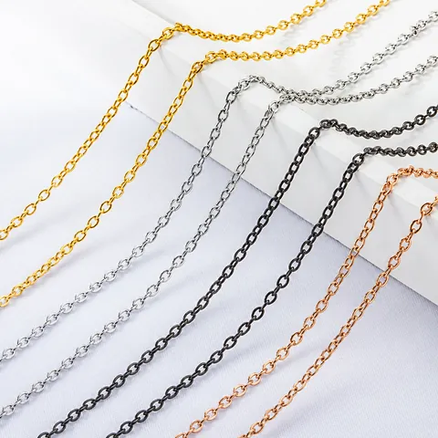 Minimalistische Edelstahl Gliederkette Halskette Für Herren Damen DIY Schmuckherstellung Gold Roségold Silber Schwarz Basiskette
