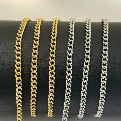 Stainless Steel Curb Chain For DIY Jewelry Making Gold Silver Vacuum Plating Cuban Link Chain Necklace Bracelet Accessories
