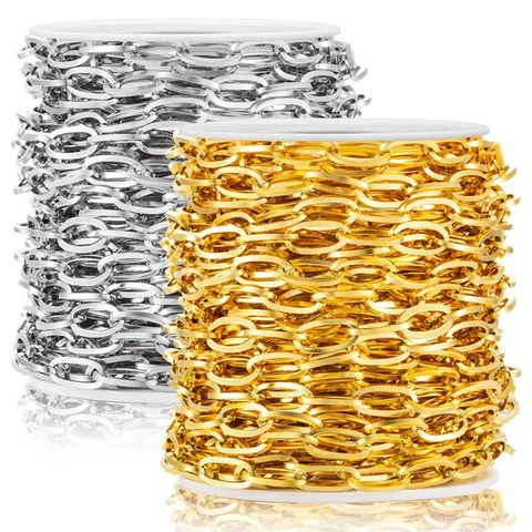 Stainless Steel Paperclip Chain Oval Links For DIY Jewelry Making Necklace Bracelet Accessory Gold Silver Plated Square Wire