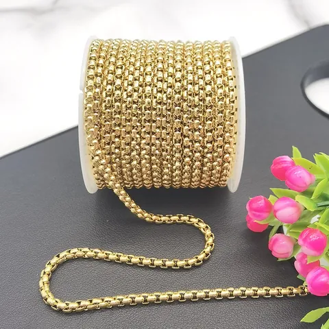 Minimalistische Edelstahl Box Kette DIY Halskette Armband Basiskette Schmuckherstellung Zubehör Gold Stahl Farbe Link