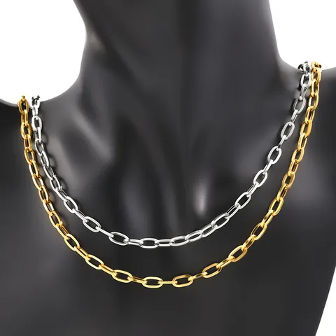 Stainless Steel Paperclip Chain Oval Links For DIY Jewelry Making Necklace Bracelet Accessory Gold Silver Plated Square Wire