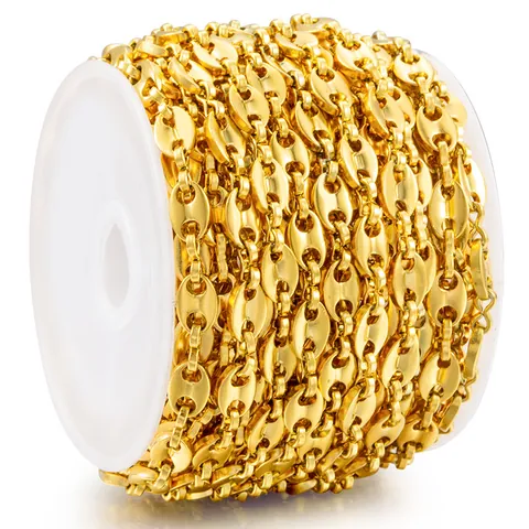 Stainless Steel Coffee Bean Chain For DIY Necklace Bracelet Making Pig Nose Mariner Link Vacuum Gold Plated Accessories