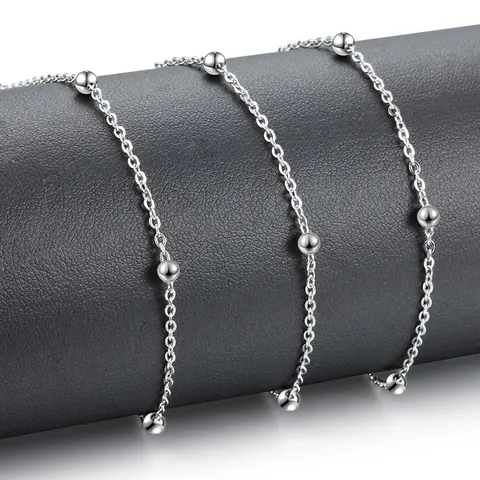 Stainless Steel Bead Satellite Chain For DIY Jewelry Making Necklace Bracelet Accessory Raw Material Minimalist Style Crafting Supplies