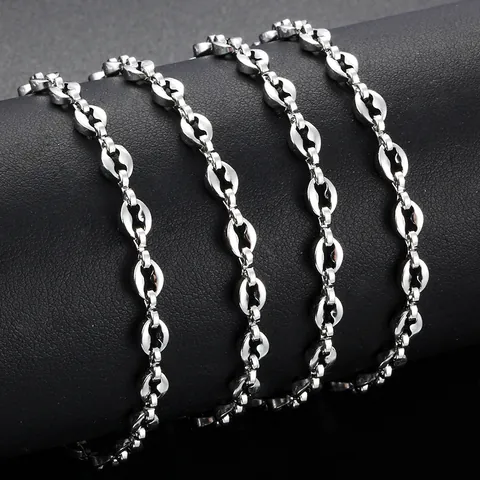 Stainless Steel Coffee Bean Mariner Link Chain Pig Nose Design DIY Necklace Bracelet Making Jewelry Finding Accessory