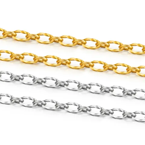 Stainless Steel Twisted Oval Cross Link Chain Gold Silver Plated Jewelry Making Accessories For DIY Necklace Bracelet