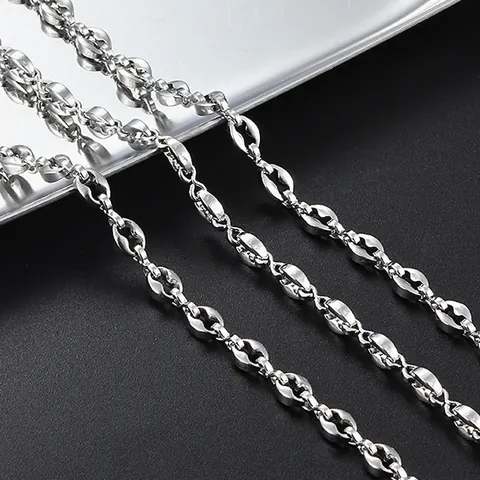Stainless Steel Coffee Bean Mariner Link Chain Pig Nose Design DIY Necklace Bracelet Making Jewelry Finding Accessory