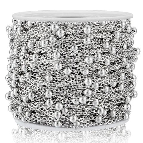Stainless Steel Bead Satellite Chain For DIY Jewelry Making Necklace Bracelet Accessory Raw Material Minimalist Style Crafting Supplies