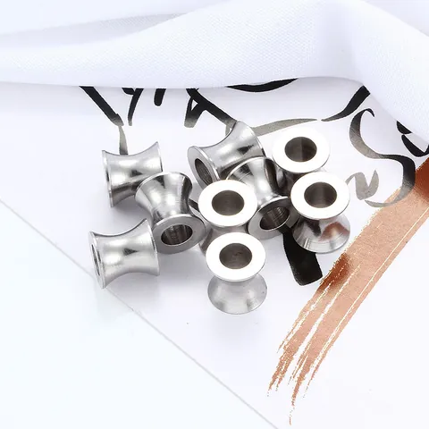 Stainless Steel Through Hole Trumpet Beads DIY Jewelry Accessories For Necklace Bracelet Flesh Tunnel Saddle Plug Spacer Beads