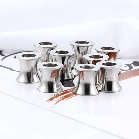 Stainless Steel Through Hole Trumpet Beads DIY Jewelry Accessories For Necklace Bracelet Flesh Tunnel Saddle Plug Spacer Beads