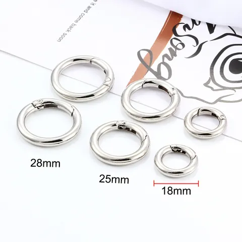 Fashion Alloy Round Spring Ring Buckle Open O-Ring Connector For DIY Necklace Bracelet Bag Jewelry Making Accessory Bright Silver