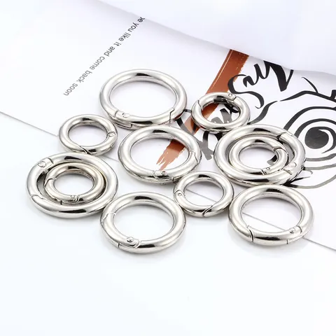 Fashion Alloy Round Spring Ring Buckle Open O-Ring Connector For DIY Necklace Bracelet Bag Jewelry Making Accessory Bright Silver