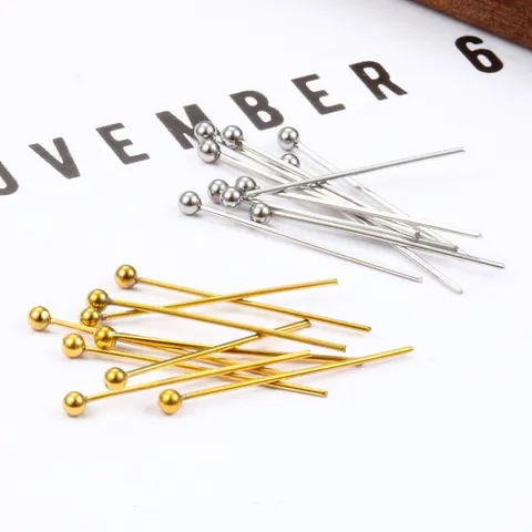 Stainless Steel Ball Head Pins Round Head Pins Gold Silver Color Electroplated Metal Accessory Findings For DIY Jewelry Making
