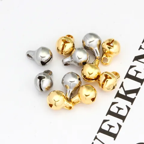 Stainless Steel Hollow Bell Pendants For DIY Jewelry Making Wind Chime Accessories Tiny Metal Charms Gold Silver Color
