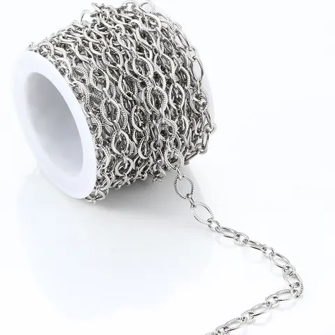 Stainless Steel Indented Square Chain For DIY Necklace Bracelet Making Bulk Fashion Jewelry Crafting Metal Chain Component