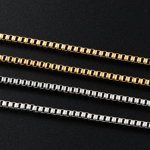2.5mm Αλυσίδα Box από Ανοξείδωτο Ατσάλι Κολιέ για Άνδρες Γυναίκες Χρυσό Ασημί Αξεσουάρ Κατασκευής Κοσμημάτων Μινιμαλιστική Αλυσίδα