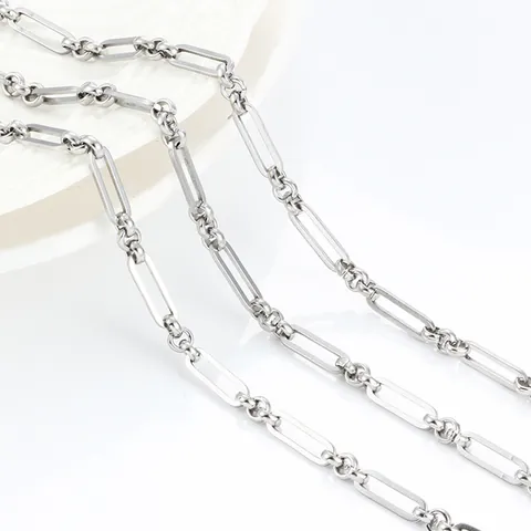 Stainless Steel Paperclip Link Chain For DIY Jewelry Making Necklace Bracelet Accessory Minimalist Long Clasp Chain