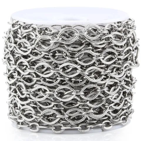 Stainless Steel Indented Square Chain For DIY Necklace Bracelet Making Bulk Fashion Jewelry Crafting Metal Chain Component