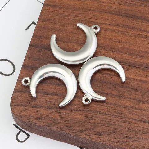 Polished Stainless Steel Crescent Moon Pendant For DIY Jewelry Making Celestial Charm For Necklace Bracelet Accessories