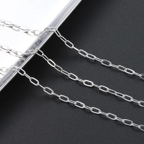 Stainless Steel Oval Link Flat Wire Cable Chain For DIY Jewelry Making Necklace Bracelet Accessory Hypoallergenic Steel Color