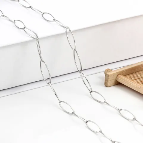 Stainless Steel Oval Link Chain For DIY Necklace Bracelet Jewelry Making Minimalist Paperclip Chain Bulk Accessories
