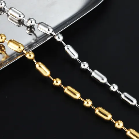 Stainless Steel Round Oval Bead Chain For DIY Necklace Bracelet Making Gold Silver Plated Jewelry Finding Chain Accessory