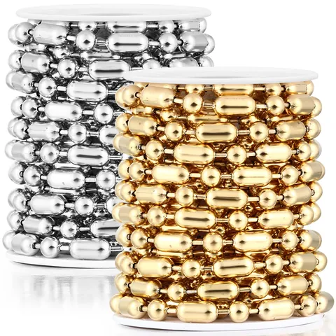 Stainless Steel Round Oval Bead Chain For DIY Necklace Bracelet Making Gold Silver Plated Jewelry Finding Chain Accessory