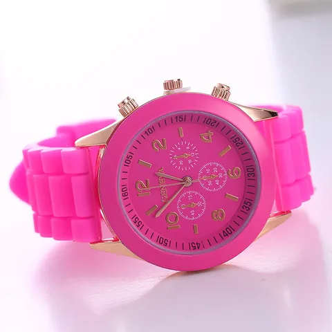 Geneva Mode Damen Quarzuhr Buntes Silikonarmband Analog Sport Armbanduhr Für Studenten Damen Schmuck Geschenk