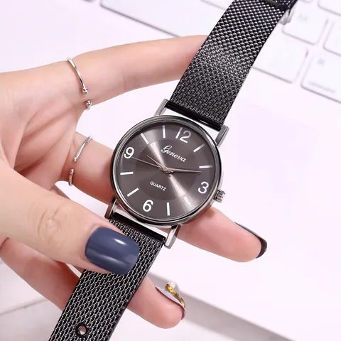 Fashion Women Casual Quartz Watch Plastic Mesh Band Minimalist Round Dial Analog Wristwatch Daily Jewelry Dress Accessory