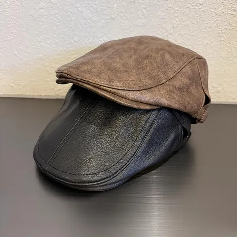 Coppola Vintage In Pelle PU Cappello Ivy Tinta Unita Regolabile Newsboy Cabbie Cap Unisex Accessori Moda Autunno Inverno