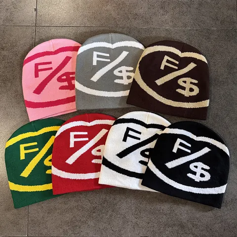 Streetwear Yarn Knitted Beanie For Men Women Jacquard Dollar Symbol Pattern Warm Winter Beanie Hip Hop Cold Hat Fashion Cap