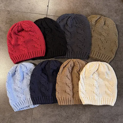 Berretto Unisex a Maglia con Trecce in Misto Cotone Poliestere Tinta Unita Cappello Invernale Caldo Berretto con Risvolto per Uomo Donna