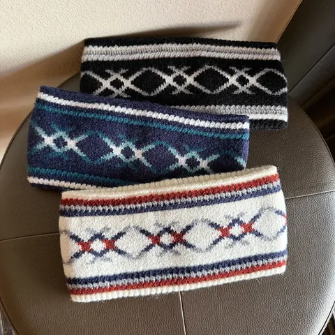 Ethnic Knitted Jacquard Headband Winter Warm Wool Blend Hair Band Geometric Pattern Ear Warmer For Women Outdoor Sport