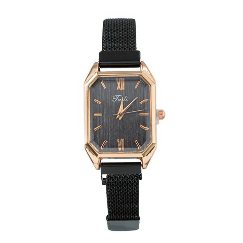 Fashion Octagonal Alloy Case Quartz Watch For Women Minimalist Milanese Mesh Band Roman Numerals Casual Wristwatch Gift