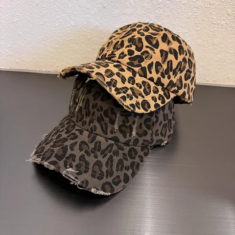 Berretto Da Baseball Leopardato Vintage Y2K Per Uomo Donna Cappello Snapback In Tela Di Cotone Lavato Distressed Retro Streetwear